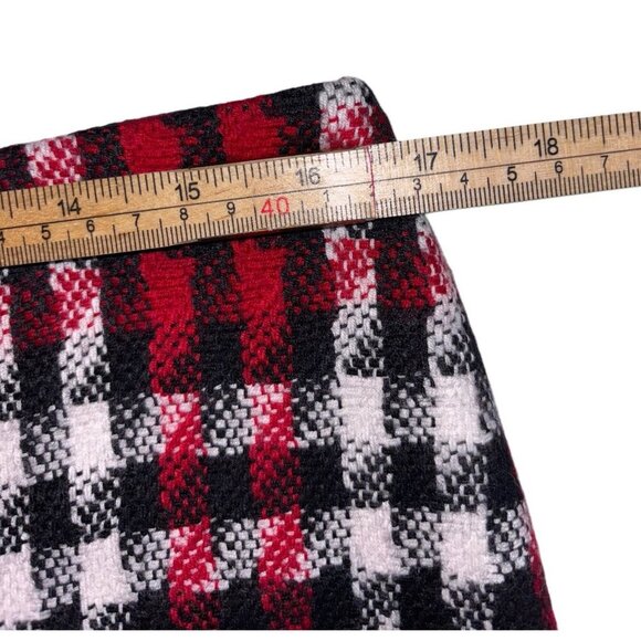 Talbots Women’s Red & Black Tweed Plaid Wool Pencil Midi Skirt, Size 10 - Picture 5 of 6